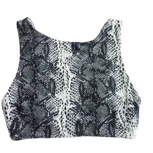 NWOT Aerie Swim Snake Animal Print High Neckline Bikini Top Separates S Black